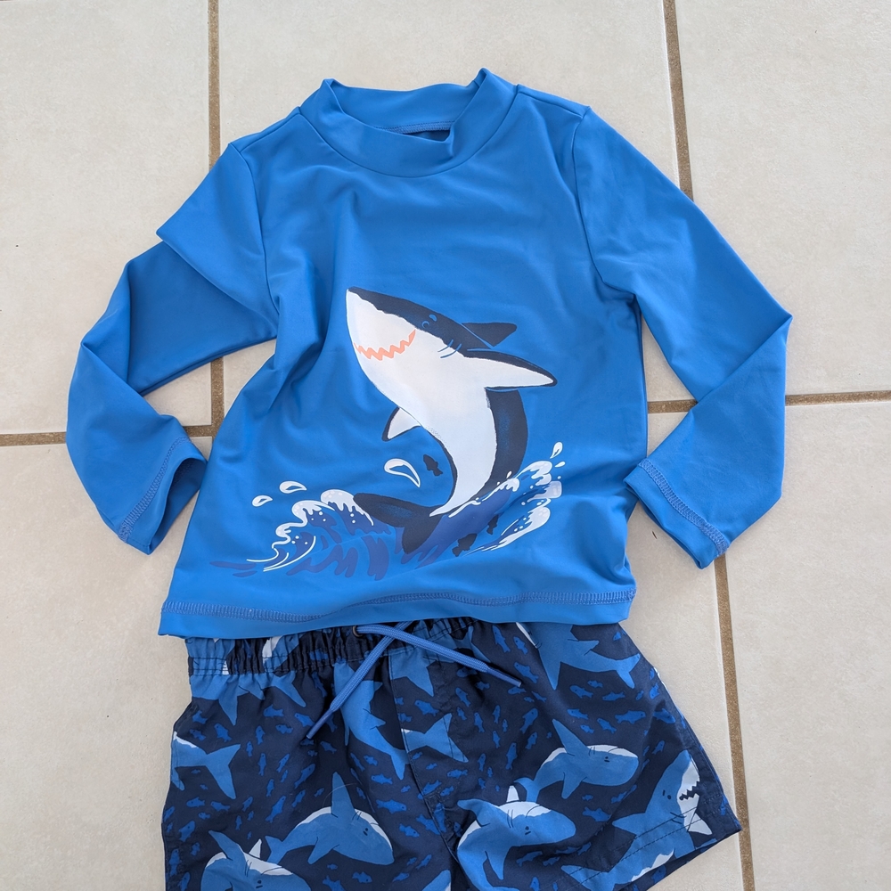Carter's Blue Shark Rashguard Set